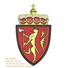 Новое прибытие герб норвежской нашивки железные на аппликации 3D ручной работы вышитые экологически чистые Заказные нашивки Kongeriket Norge