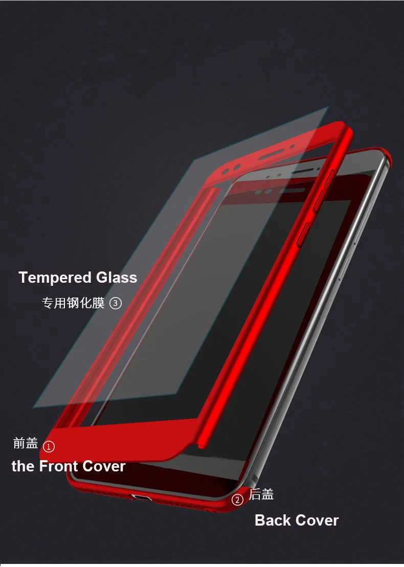 360 degree full hard case for Huawei y9 2018 honor 7c pro 7a pro 04