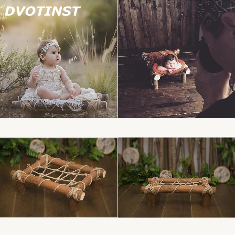

Dvotinst Newborn Baby Photography Props Wooden Bed 0-1 Month Fotografia Accessory Infantil Toddler Studio Shooting Photo Prop