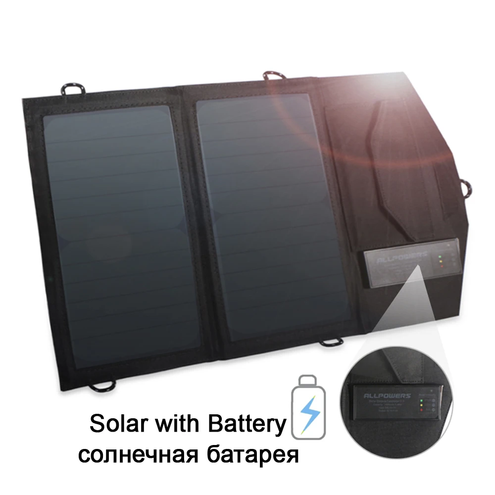 

ALLPOWERS 5V14W Solar Chargers Rechargeable Solar Battery Charger USB Output Fast Solar Charging for iPhone Samsung Huawei etc.