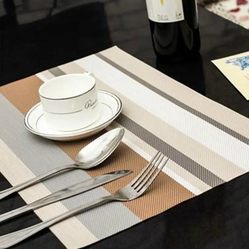 4pcs PVC Kitchen Dinning Bamboo Table Placemats for Table Mat Manteles Individuales Doilies Cup Mats Coaster Pad