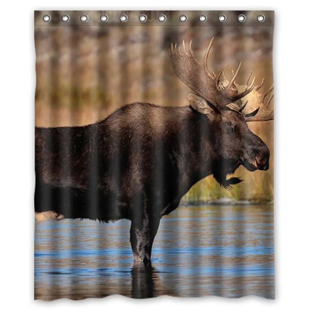 

North American Moose Background Waterproof Shower Curtain/Bath