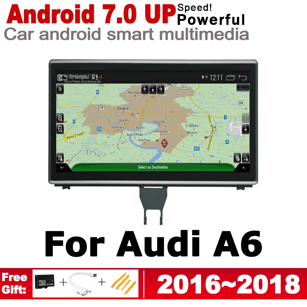 

Android 7.0 up Car Multimedia Player GPS Navigation For Audi A6 4G 2016~2018 MMI Original Style HD Screen 2GB+32GB WiFi BT AUX