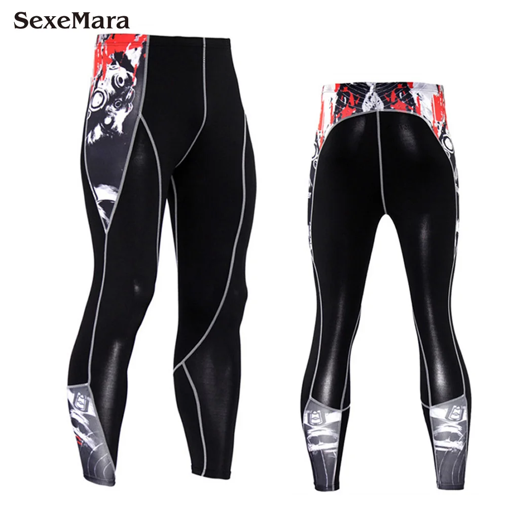 

2018 SexeMara Brand Running Tights Men Sports Leggings Sportswear Long Trousers Yoga Pants Winter Fitness Compression Gym Slim