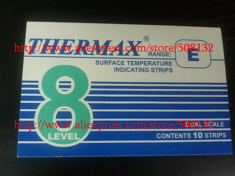 

TMC 10 strips THERMAX Temperature Label 8 Level Range E 204-260 degrees Celsius