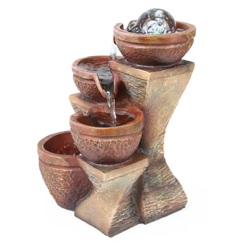 Modern Art Small Fountain Water Decoration Potted Landscape Resin Creative Vintage Home Fengshui Humidifier S|humidifier fountain|humidifier