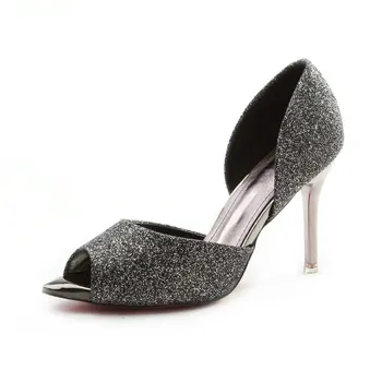 

B2-7 Size 34-39 Female Shinning D'orsay Sandals Ladies Luxurious Party Shoes Women High Heels Shoes Women Slip-on Wedding Shoe