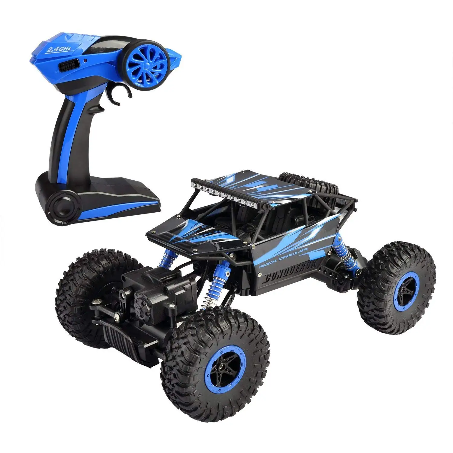 

iPiggy RC Car with Two Battery 4WD 2.4Ghz 1/18 Crawlers Off Road Vehicle Toy Remote Control Car Blue Color