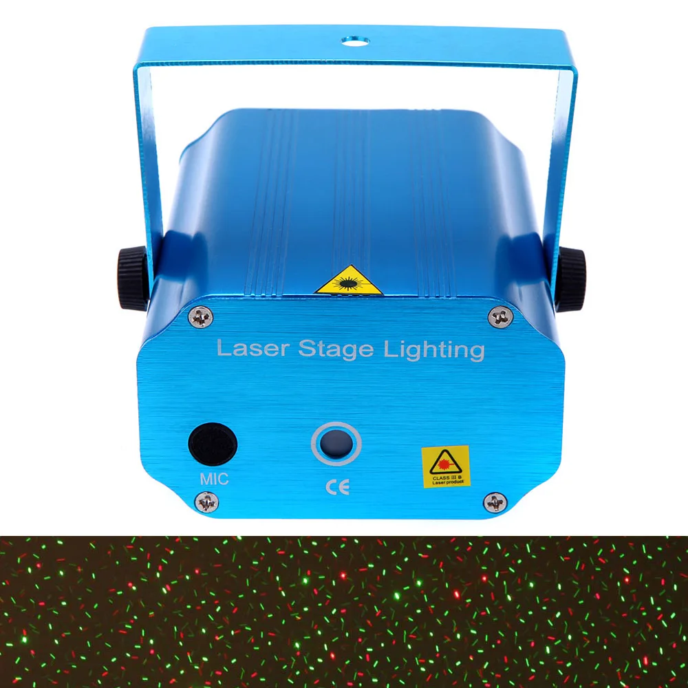 DJ диско Мини светодиодный красный и зеленый лазер освещение проектора эффект узоры Голосовое управление Xmas вечерние Y клубный Свет