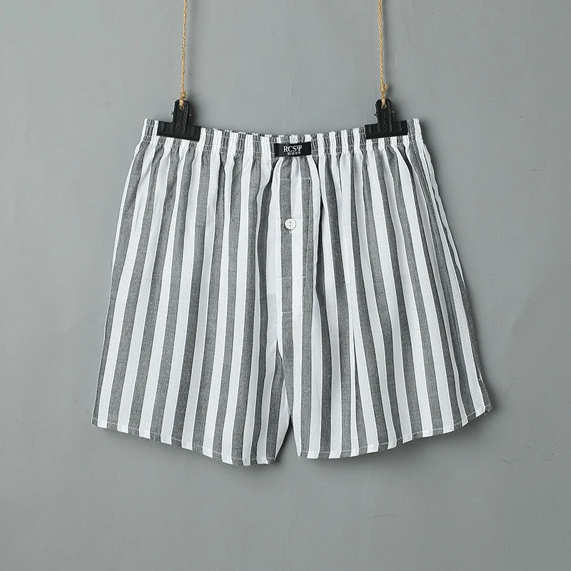 Новые высококачественные пижамы для мужчин удобные классические мягкие шорты для сна простые клетчатые полосатые мужские свободные пижамы MA50189 - Цвет: gray stripe