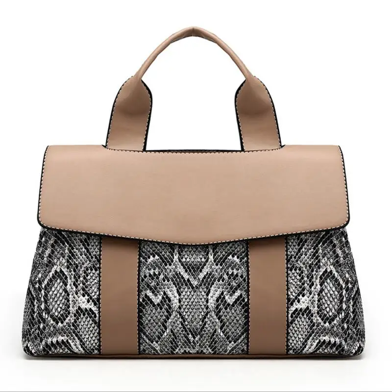 Новая женская кожаная сумка женская большая pu Сумка для лица Высокое качество змеиный принт Женская сумка через плечо сумка - Цвет: photo color