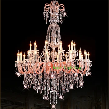 

European compound rotary staircase crystal chandelier villas pink room hotel lobby KTV Chandelier lighting large led chandeliers