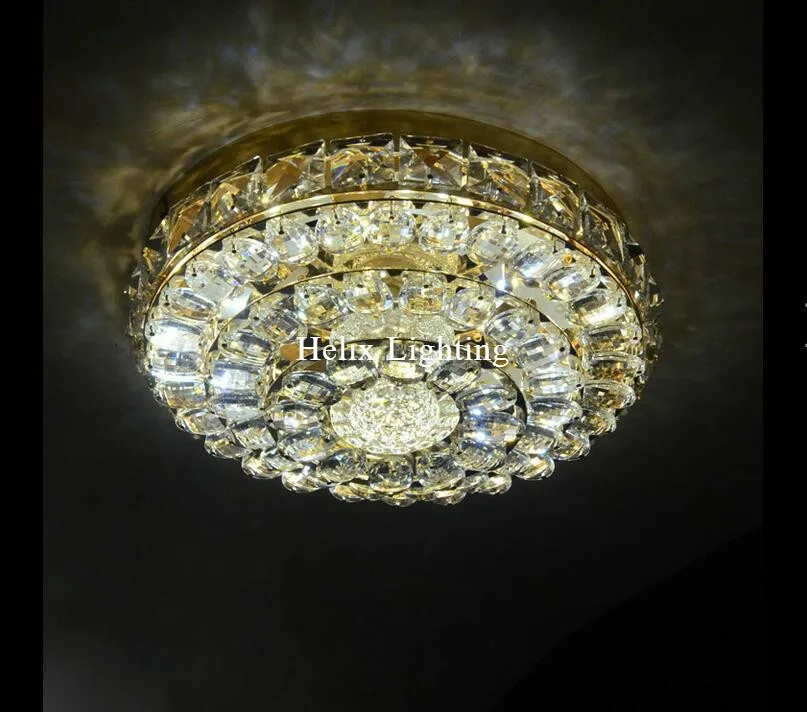 D280mm 21 Вт LED Золотой Потолочные светильники Потолочный светильник заподлицо Crystal Light AC 90-260 В поверхностного монтажа прихожей потолочный