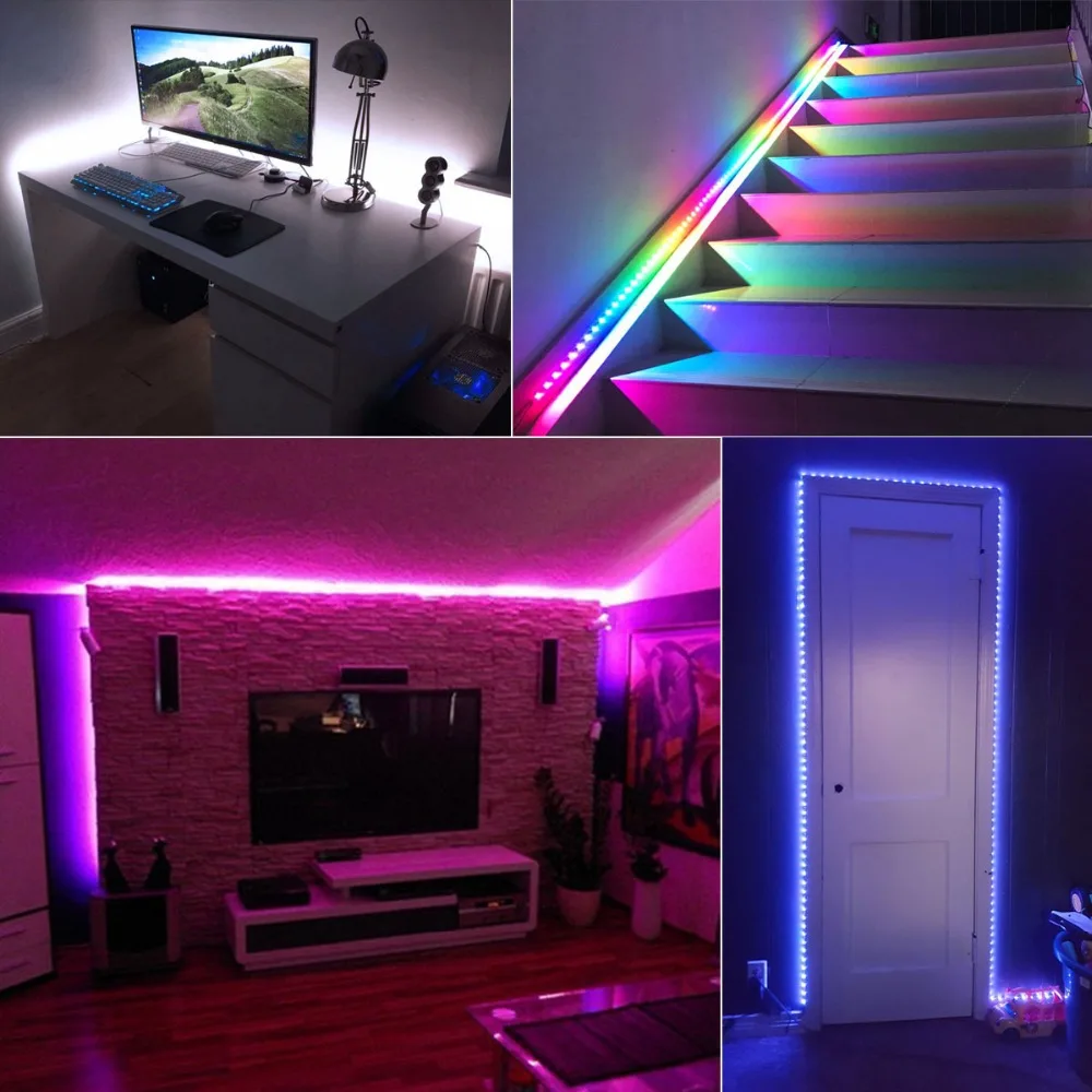1 м 2 3 4 5 М WS2812 USB В светодиодная Пиксельная полоса света RGB неоновая лента лампа
