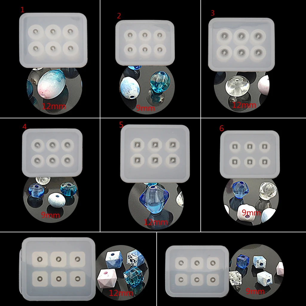 

Jewelry Silicone Round Square Oval Shape Bead Mold Resin DIY Bracelet Craft Tool