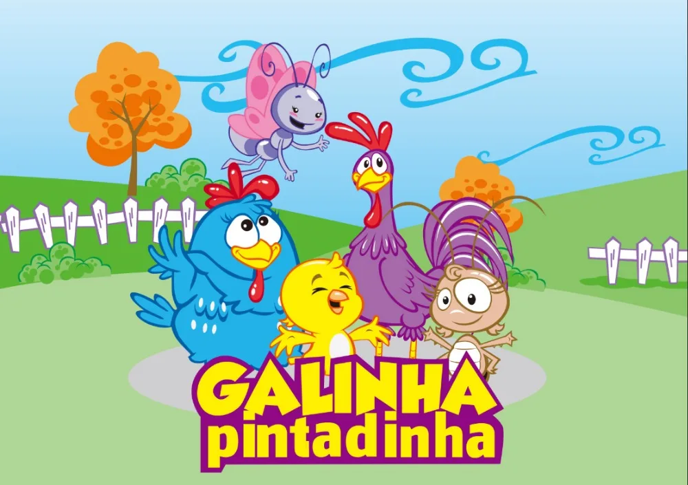 Desenhos animados coloridos da fazenda de galinha