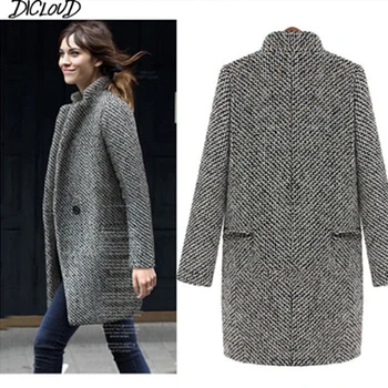 

2018 Autumn Winter Women'S Wool Coat Fashion Lapel Elegant Long Woolen Coat Ladies Casual Slim Female Jacket Plus Size S-7XL