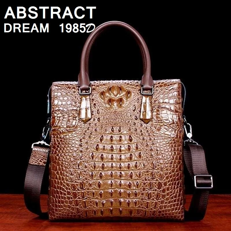 men Handbags 2019 luxury 100% Real Crocodile Leather casual Tote Classic designer Business men&#39;s ...