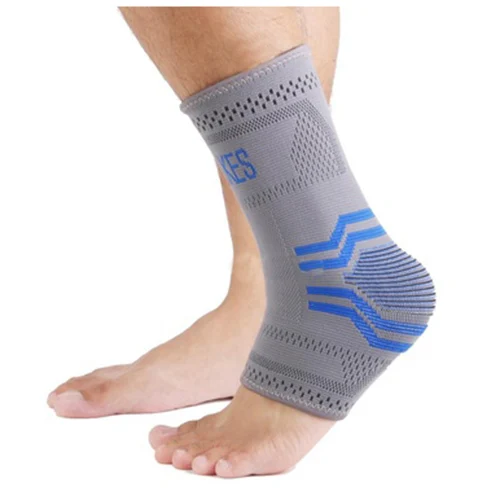 Image AOLIKES Elastic Compression Ankle Brace Support Arthritis Bandage Sprain Foot Wrap Grey Blue L