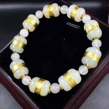 

Foot gold-encrusted and Tian Yu baiyu transport bead bracelet and Tian Yu bracelet single bracelet