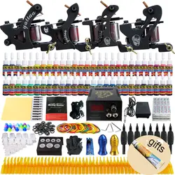 Татуировки Tattoo Machine Kit Machine 54 Цвета Чернил Wrap Coils Татуировки Machine Gun Наборы Татуировки Крем Для Shader Liner Боди-Арт Черные Чернила