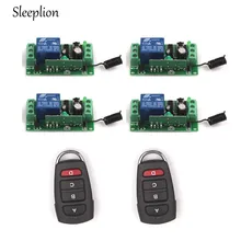 Sleeplion 12V 10A 1CH Relay 2 4-car-key 433MHz/315MHz Wireless RF Remote Control Switch Transmitter+4 Receiver