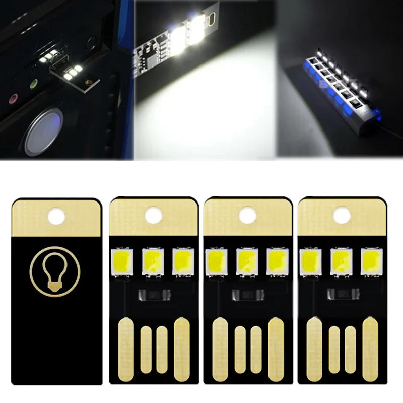 

5Pcs Portable Night Light USB Power 3 LED Light 2835 Chips Pocket Card Lamp LED Keychain USB Light Ultra Low Power