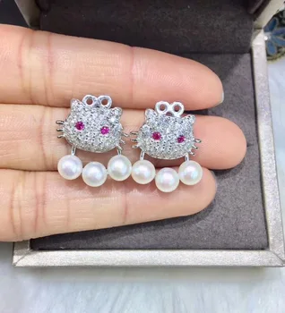 

925 Silver Party Earrings Findings and Component Jewelry Parts Fashion Fittings for Pearls Coral Jade Agate Beads Stones