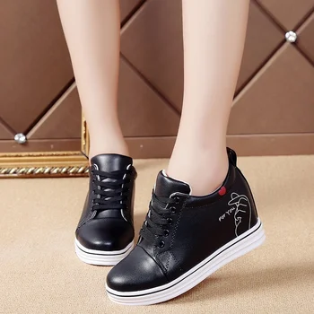 

2019 wedge with casual platform women's shoes fashion waterproof platform increased 8CM high-heeled women's casual shoes.