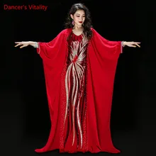 Модальный+ шифоновый тренировочный комплект одежды для женщин, костюм для танца живота, праздничный стиль, юбка для танца живота, костюм для соревнований