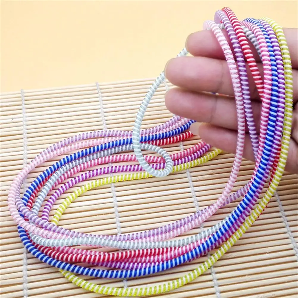 

1pc 58cm Mixed Data Cable Protective Sleeve Spring twine For iphone Android USB Charging earphone Case Cover Bobbin winder