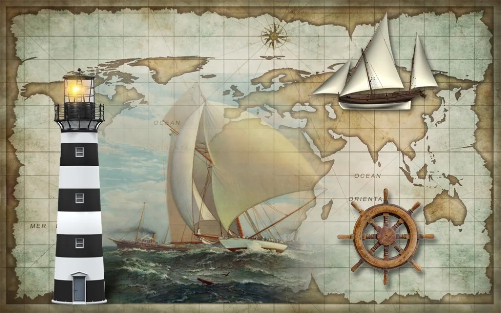 Шторы блэкаут с морской картой 3d занавески для гостиной кровати офиса отеля дома