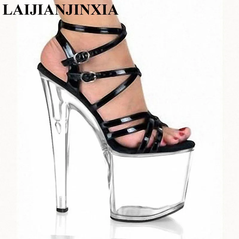 LAIJIANJINXIA New Black Women's Platform Sandals Pole Dancing Shoes 8