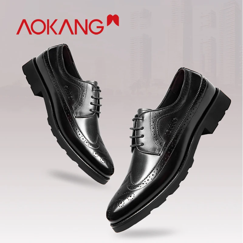 AOKANG 2019 Men dress Shoes genuine leather business men shoes