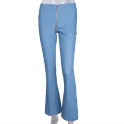 2018 плюс Размеры джинсы для Для женщин средней посадки Молния сзади джинсы Для женщин Штаны высокие эластичные Flare Штаны стрейч Для женщин