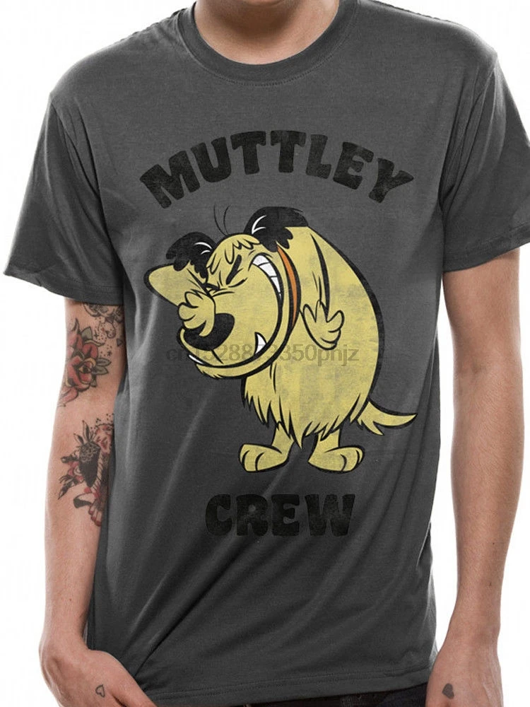 

Wacky Races Muttley Crew Dastardly Hanna Barbera Cartoon Grey Mens T-shirt Cartoon t shirt men Unisex New Fashion tshirt