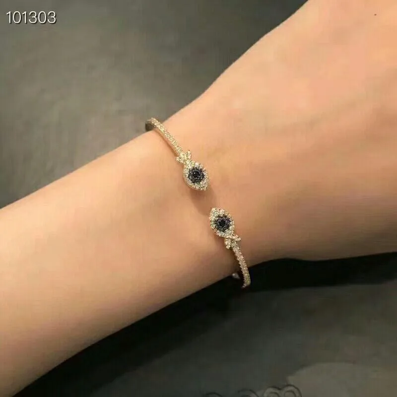 

MeiBaPJ Luxurious S925 Silver Double Fish Bracelet for Women Wedding Party Jewelry Charm Bangle Gift Box