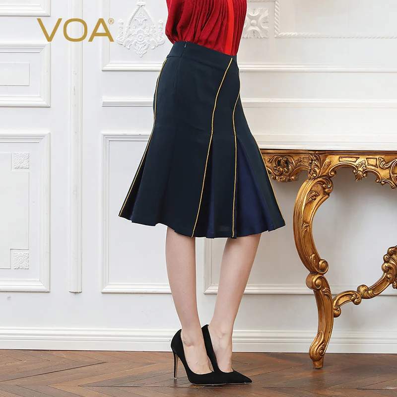 VOA Zware Zijde Plus Size 5XL Mermaid Rokken Vrouwen Navy Blue Sexy Office Slim Basic Formele Midi Rok Vrouwelijke zomer C106 VOA Zware Zijde Plus Size 5XL Mermaid Rokken Vrouwen Navy Blue Sexy Office Slim Basic Formele Midi Rok Vrouwelijke zomer C106