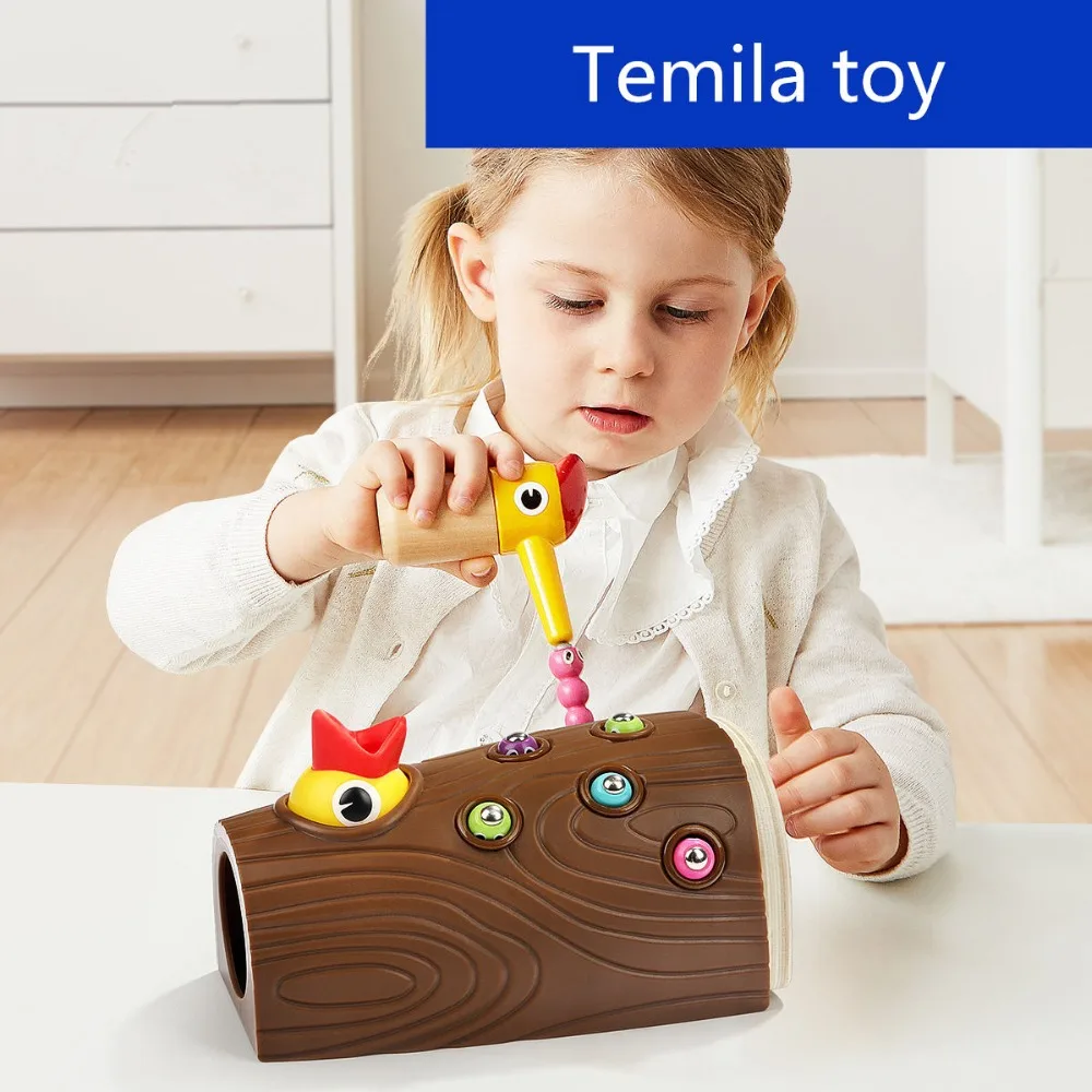 

[Top] Children education toy The birds catch worms Magnetic toys funny Feeding bugs to woodpecker game wooden toy kids baby gift