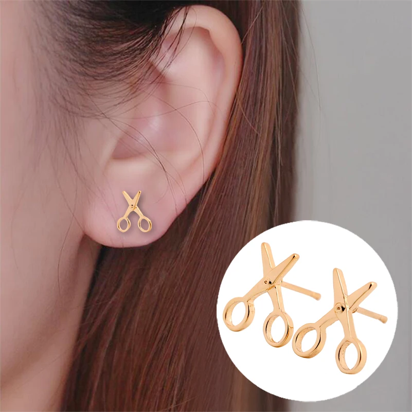 

Shuangshuo 2017 New Arrival Small Earrings Simple Scissor Stud earrings for Women Fancy Jewelry