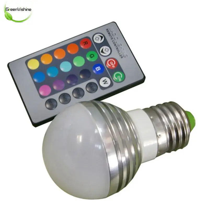 RGB LED Lamp AC85 265V 3W E27 Led 16 Color Bulb Changeable Lamp