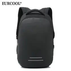 EURCOOL 15,6 дюймов ноутбук рюкзак для мужчин USB зарядка Универсальный водоотталкивающий путешествия рюкзаки для подростков школьная сумка