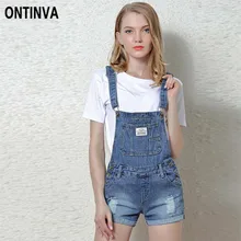 Повседневные джинсовые короткие джинсовые комбинезоны, женские рваные джинсы стираного синего цвета, Женские винтажные летние комбинезоны с карманами