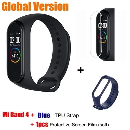 Xiaomi mi Band 4 умный Браслет глобальная версия AMOLED сенсорный экран 5ATM плавание mi ng водонепроницаемый спортивный браслет пульсометр - Цвет: Global add blue