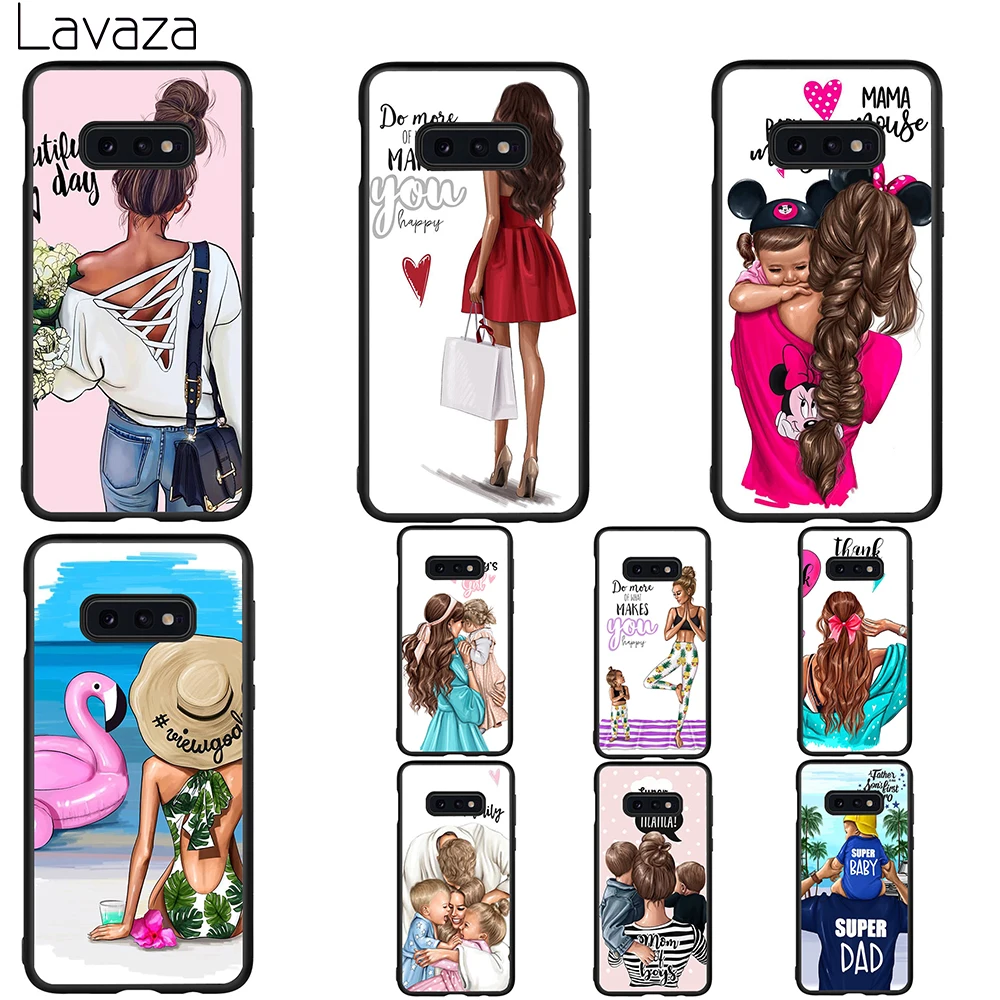 

Lavaza Brown Hair Baby Mom Girl Soft Case for Galaxy A3 A5 2016 2017 A6 plus A7 A8 A9 J6 2018 A10 30 40 50 70