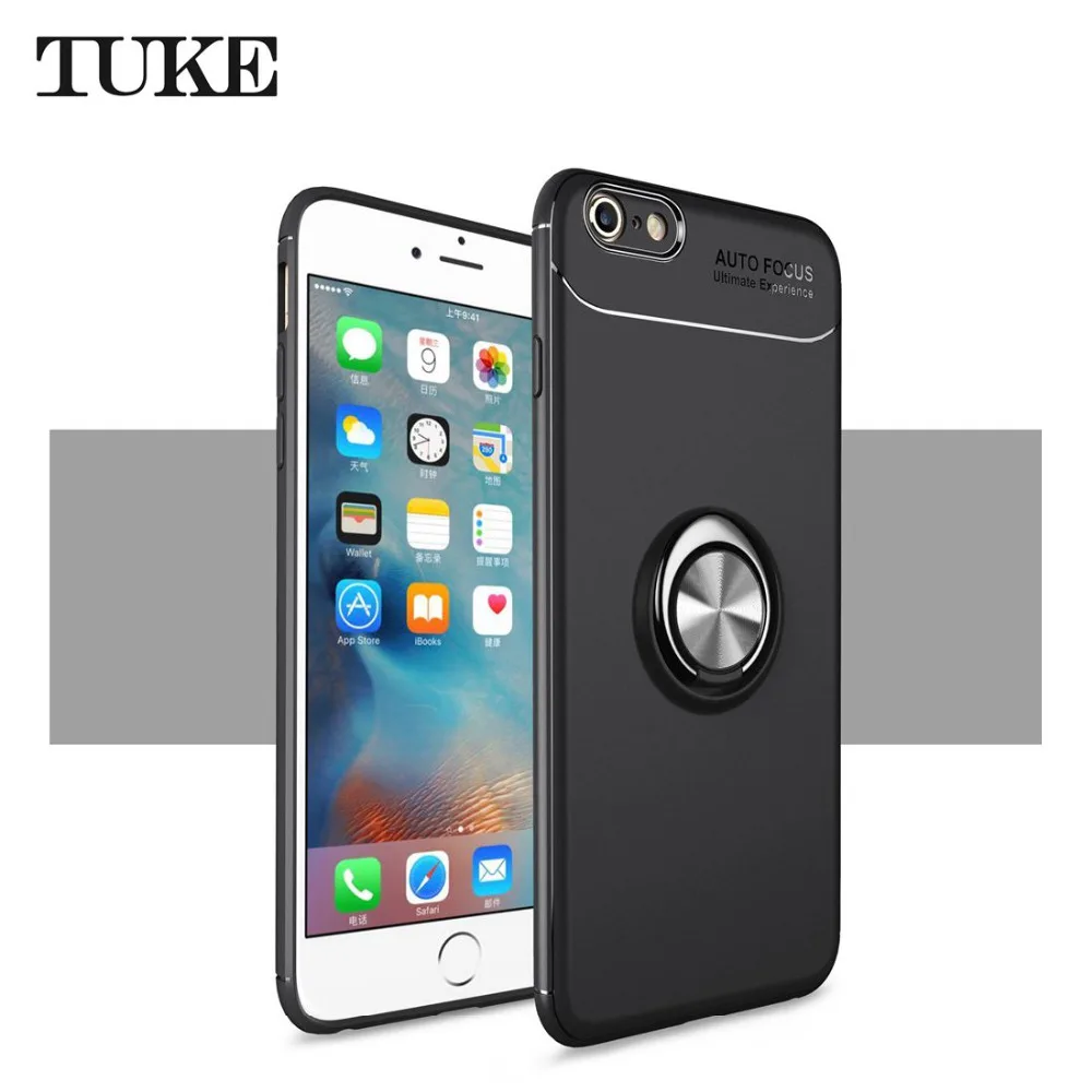 Для iPhone 7 и 8 чехол с держателем кольцо мягкие ТПУ Грязезащищенная амортизацию для