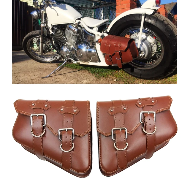 For Harley Sportster XL 883 1200 Motorcycle Saddle Bags Pu Leather Side