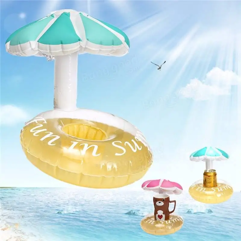 3pcs Mini Coaster umbrella inflatable cup holder floating pool drink float toy cup boia sand seat yeti Water Bottle Accessories