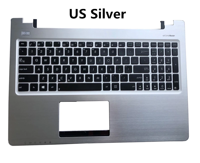 Ноутбук/Тетрадь клавиатура/верхний регистр/крышка/Корпус/основа для Asus K56 K56CM S56C A56C R505C S550C 13N0-N3A0302 США серебро