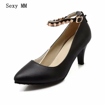 

Women Thin High Heels Pumps Woman Ankle Strap High Heel Shoes Stiletto Party Wedding Shoes Kitten Heels Plus Size 33-40.41.42.43